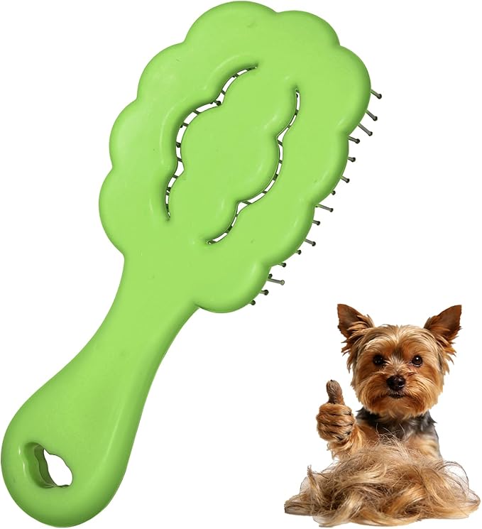 Cloud Shape Small Dog Grooming Brush - Soft Bristle Dog Brush - Ideal Gentle Puppy Hair Brushes for Maltese and Small Breeds- Perfect for Shih Tzus, Yorkies, and Maltipoos (Green)