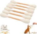 Cotton Swabs Cat with Catnip, 6 Pk Giant Kitten Chew Sticks for Indoor Boredom, Durable Dental Teething Ropes, Big Interactive Felt Kitty Kicker Play Lover Gift Accessories (Beige)