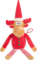 Christmas Dog Toy Reindeer Plush with Squeaker & Crinkle Paper – Holiday Squeaky Chew Toy for Small and Medium Dogs – Interactive Santa Elf Pooch on a Perch Dog Gift