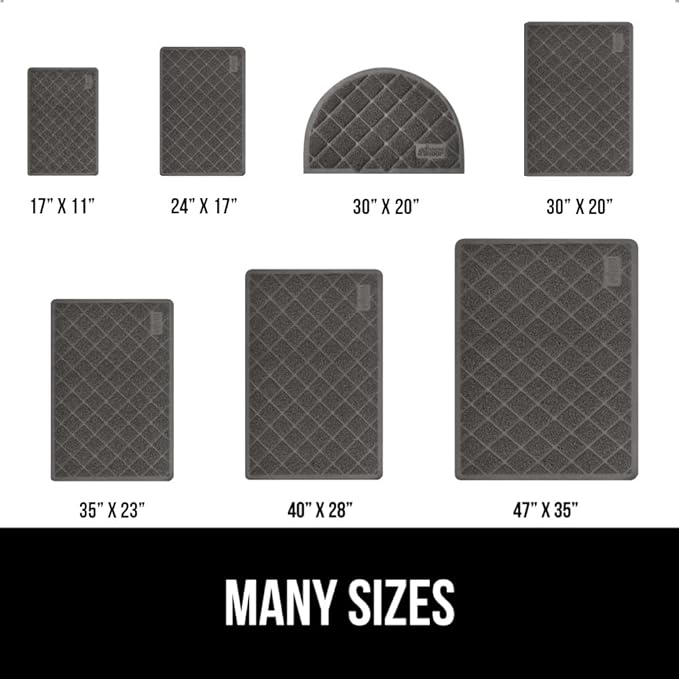 GORILLA GRIP Cat Litter Box Mat, 47x35, Water Resistant, US Designed Kitty Litter Trapping Mats, Easy to Clean, Scatter Control, Less Mess and Clean Floors, Kitten Supplies for Indoor Cats, Dark Gray