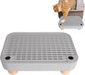 Cat Ramp Litter Box Step, Small Senior Cat Litter Box Mats Ramp for Floor with Wooden Base, Low Entry Cute Cats Food Mat Stairs Prevent Tracking, Silicone Small Litter Boxes Shield Catcher Mat Grey