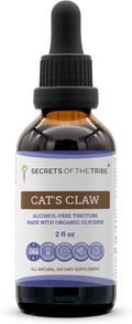 Secrets of the Tribe Cat's Claw Tincture Alcohol-Free Liquid Extract, Wildcrafted Cat's Claw (Uncaria Tomentosa) Dried Inner Bark (2 FL OZ)