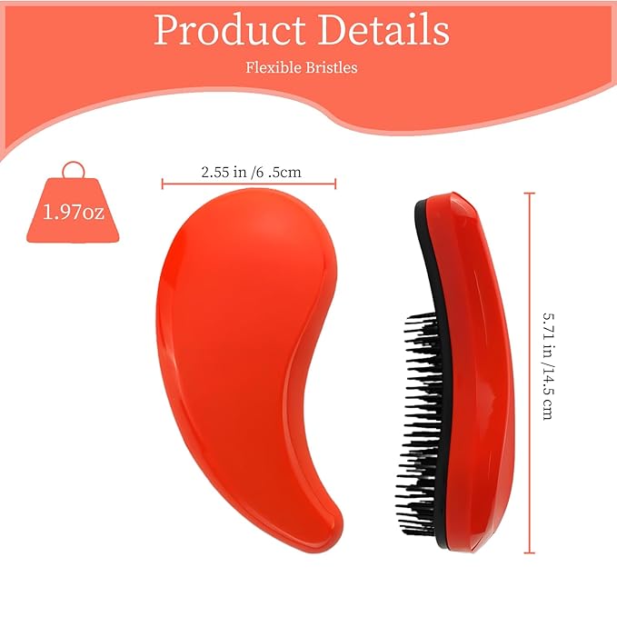 Comma-Shaped Small Dog Brush, Fit for Yorkie, Shih Tzu, Maltese Maltipoo Pomeranian - Gentle Soft Bristles for Effortless Pet Hair Removal, Puppy Essentials (Orange)