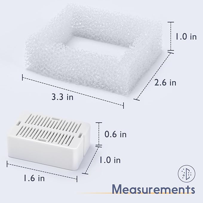 Lawfery 8 Pack Ceramic Cat Water Fountain Filters Replacement, 8 Cat Fountain Filters & 2 Pre-Filter Sponges for Ceramic Pet Water Fountains (8+2)