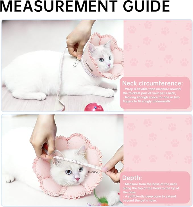 Touchdog Soft Cat Cone Collar, Waterproof Recovery Collar for Cats After Surgery, Lightweight Elizabethan Collar for Kittens, Small to Large