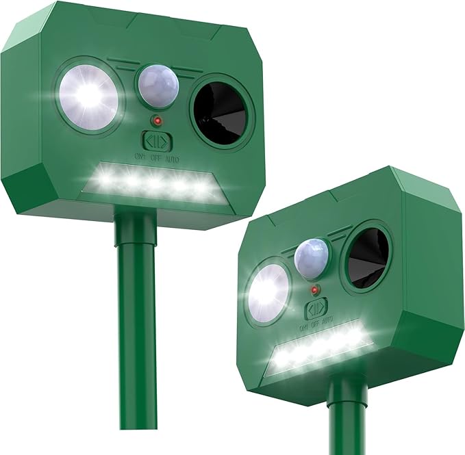 Solar Powered Cat Deterrent 2 Pack - Outdoor Garden & Lawn Protection Device, Weatherproof Design for Effective Cat Activity Reduction, Easy Installation
