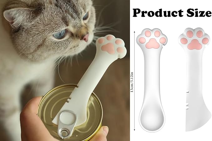 Joyinjojo 2 Pack Dog Cat Food Spoon Spatula, Cute Paw Pet Can Opener Mixing Spoons for Dog Cat Wet Food, Small Silicone Spatula Cat Treat Spoon Pet Cannd Food Scoop for Dog Cat, White