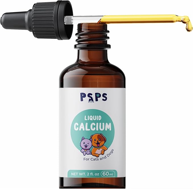 Calcium Liquid for Dogs & Cats - Multivitamin for Dog - Calcium for Dogs - Fortified Vitamins A, C & D - Bone & Teeth Health, Immune Support, and Overall Pet Wellness – 2 Fl. Oz.
