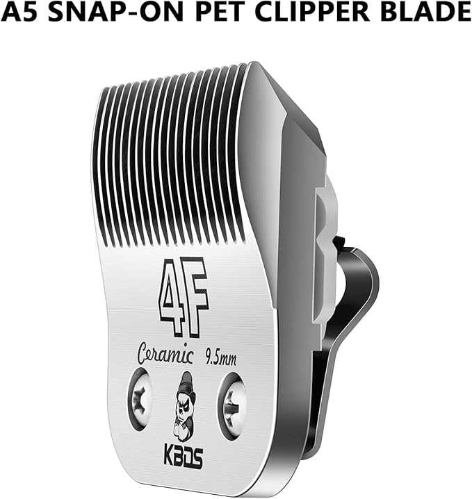 KBDS Detachable Ceramic Pet Clipper Blades,Compatible with Most Andis,Oster,Wahl A5 Clippers,Made of Ceramic Blade Cutter and Carbon Steel Blade,3/8'' Inch 9.5mm Cut Length, 4F Blade