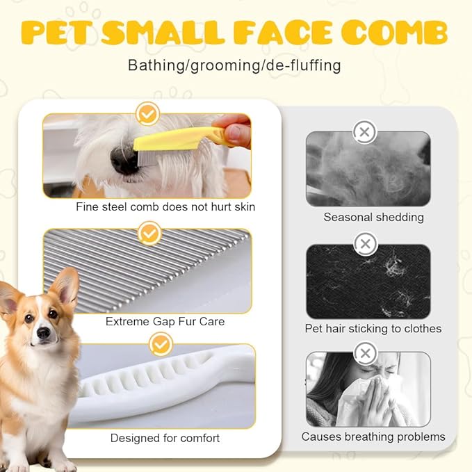 Multifunctional Pet Comb,2 Pack Pet Hair Comb Tear Stain Removal,Eye Comb for Dogs and Cats,2 in 1 Massage Dual-Sided Comb for Knots Crust Floating Hair Tangle Fleas (Green)
