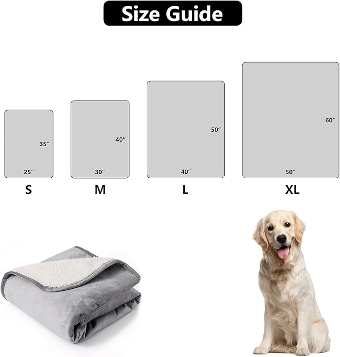 Waterproof Dog Blanket for Couch, Leak Proof Pet Blanket for Indoor Cats, Plush Sherpa Puppy Throw Furniture Protector for Sofa Bed(50"x60",XL,Darkgrey)