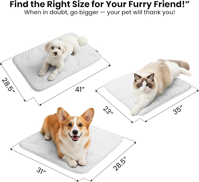 Cooling Pet Mat – 31x28.5 Dog or Cat Cool & Comfy, Soft Breathable Self-Cooling Pad, Pet-Safe, Durable, Perfect for Hot Weather, Naps, Crates, Cars, Couch, Washable, Take Anywhere, Gray