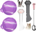 Comtim 5 PCS Pet Food Can Lids & Spoons Set - Silicone Dog Cat Food Can Covers Lids Top/Multi-Function Cat Food Spoon Spatula Can Opener for Wet Food/Long Handle Spoon Easy to Scoop Food