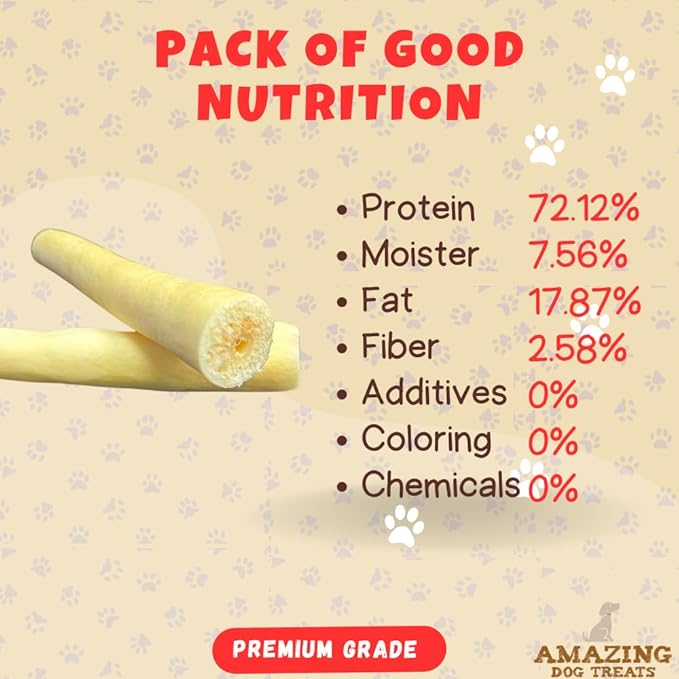 Amazing Dog Treats - Cow Tail Dog Chews (6 Inch Regular - 6 Pack) - Sourced from 100% Grass Fed Cattle - All Natural - Long Lasting Chew for Dogs - Rawhide Alternative for Dogs
