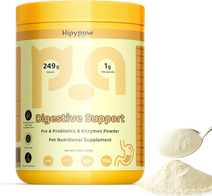 Digestive Probiotics for Dog: Digestive Enzymes Plus Probiotics & Prebiotics Promote Digestion and Regulate Gut Microbiota Balance for Cats and Dogs - 8.7oz Powder