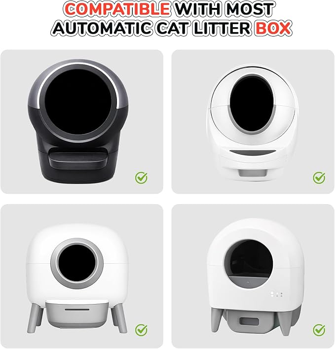 80 Count Thicken Cat Litter Box Liners Compatible With Automatic Cat Litter Box and Litter Box Robot 4 and 3,Heavy Duty Drawstring Kitten Litter Drawer Liners Disposable 25" x 16"