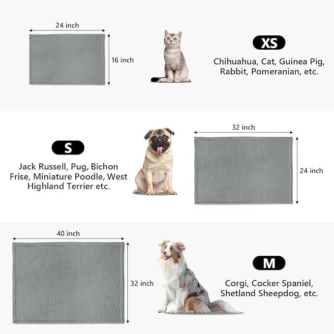 furrybaby 1 Pack 2 Puppy Blankets for Medium Dogs Super Soft Premium Sherpa Pet Calming Blankets for Cat Bed Couch Car and Indoor Washable Fleece Dog Blankets(32"x40", Grey&Grey)