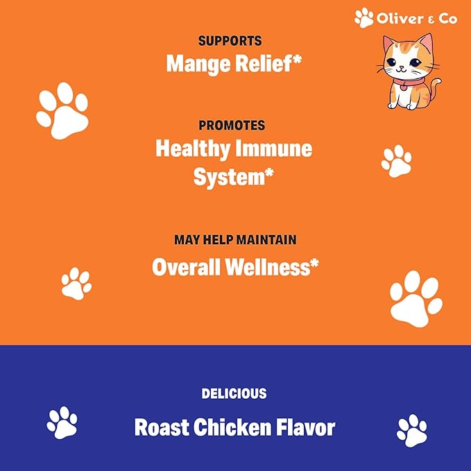 Natural Mange Treatment Cats - Feline Mange Treatment - May Help to Reduce Dry, Itchy, Red Skin, & Much More - Cat Immune Support - Cat Dandruff Treatment - 1 fl oz - Chicken Flavor