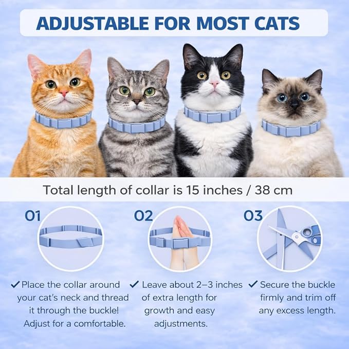 Cat Flea and Tick Collar | Flea Collar & Tick for Cat Natural Long-Lasting 8 Month Protection, Waterproof Flea Collar for Cats & Adjustable Fit Includes Tick Removal Tool & Flea Comb (2 Pack)