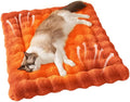 Self-Warming Cat Bed, Plush Faux Fur Pet Bed Mat with Anti-Slip Bottom, Ultra Soft Heated Pad for Cats & Kittens, Cozy Fluffy Bed for Window & Sills Couches, Machine Washable, 23x15 Inch Orange