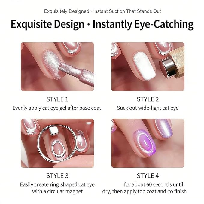Ring-Shaped Cat-Eye Magnets, Magnet for Cat Eye Gel Polish, 𝐂at 𝐄ye Nail 𝐌agnet, Ring 𝐂at 𝐄ye Nail 𝐌agnet Tool, Y & 𝐑ing Strong 𝐌𝐚𝐠𝐧𝐞𝐭 𝐍ail Tool (2 set)