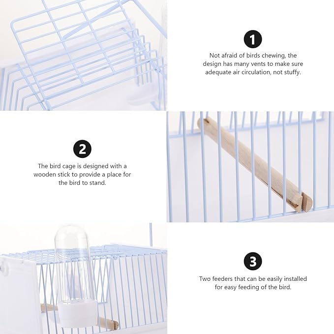 NUOBESTY Portable Parrot Travel Cage with Handle Small Wire Bird Carrier Cage for Outdoor Transport Lightweight for Parrots