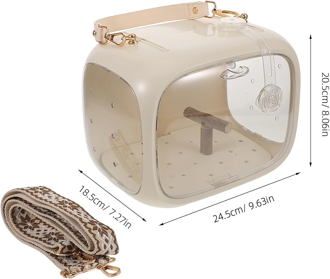 Abaodam Portable Parrot Takeaway Cage with Perch Stand and Ventilation Holes, Anti-Escape Small Bird Carrier Bag for Outdoor Travel and Parakeet Transport