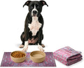 LOVEWAG Waterproof 2-Pack Pet Feeding Mats - 16" x 24" Premium Cat & Dog Food Mat - Non-Slip, Machine Washable Food Mat Protects Floors & Contains Water Bowl Spills - Pet Place Mats (Mystic Fuchsia)