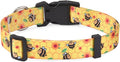 Dog Collar with Bohemia Floral Tribal Geometric Patterns - Soft Ethnic Style Collar Adjustable for Small Medium Large Dogs(Bee,L)