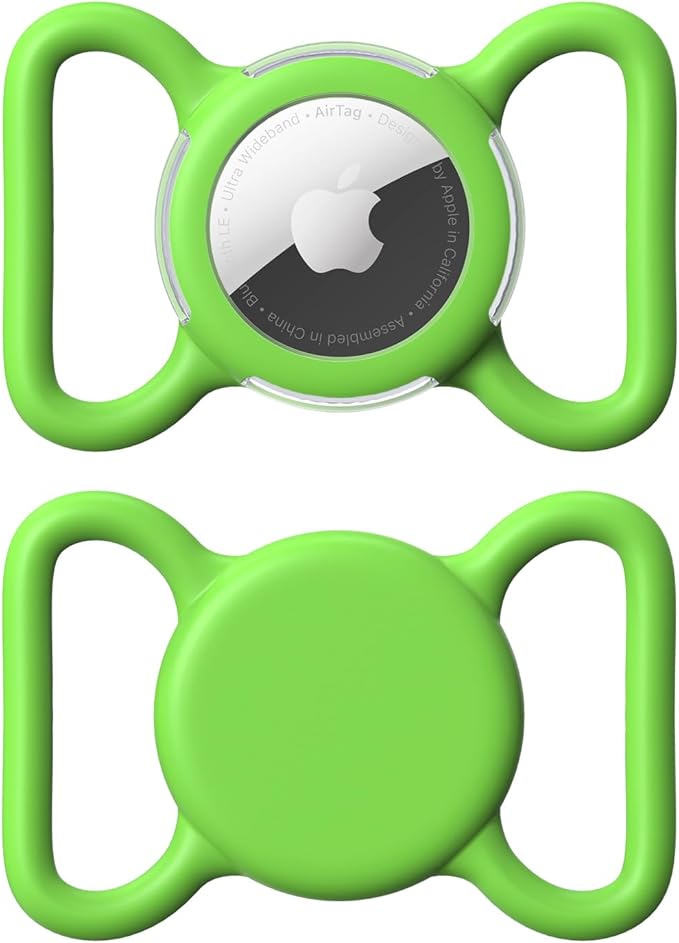 Waterproof Airtag Holder for Dog Collar, Soft Full-Body Protective Airtag Holder for Dog & Cat Collars, Ultra-Durable, Easy Installation, Lightweight Clear Airtag Case (Green, Large)