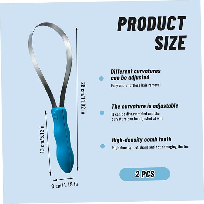 2Pcs Shedding Blade for Dogs Dual-Sided Stainless Steel Horse Deshedding Tool with ABS Grip Shedding Blade for Cat Dog Horse Cattles Sheep