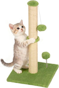 Dkelincs 22" Cat Scratching Post Premium Sisal Kitten Scratcher with Hanging Ball for Indoor Cats, Cat Scratch Post for Living Room & Bedroom, Ideal for Kittens or Smaller Cats (Green, 22 Inch)