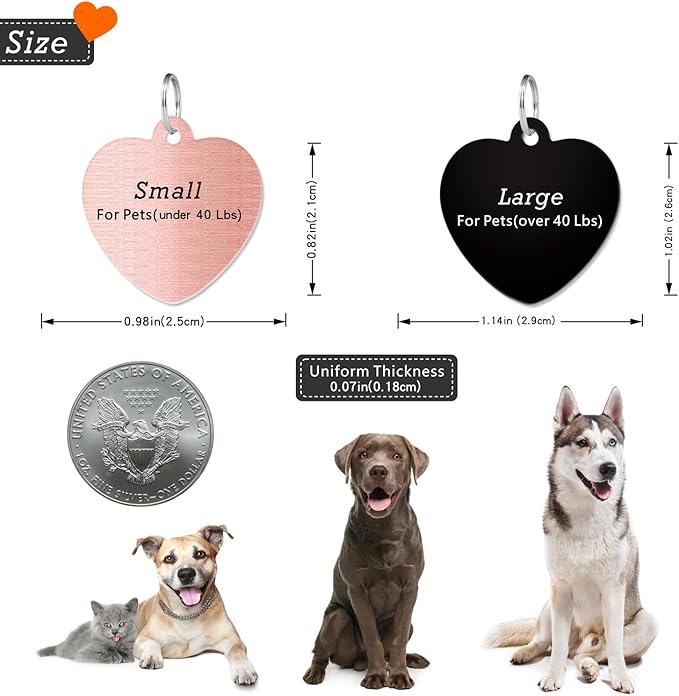 Personalized Dog Tags, Stainless Steel Pet Tags Personalized Cat, Collar Charm Engraved on Both Sides, up to 4 Lines of Custom Text, Multiple Patterns Colors Size Options (Flower, XSmall)