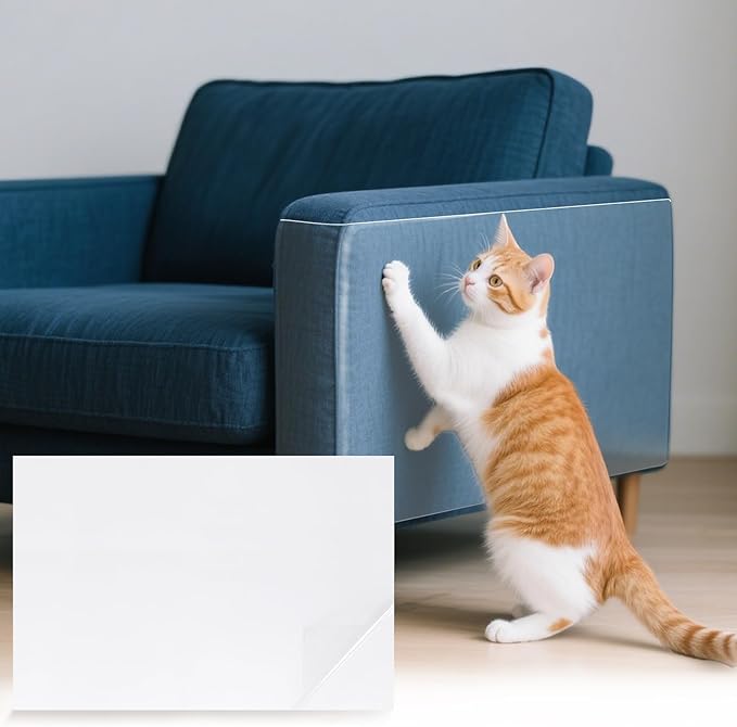 uxcell Anti Scratch Furniture Protector, 8 Sheets 12" x 8" Single-Sided Sticky Couch Protector from Cat Claws, Clear Protectors from Cats Scratching for Sofa Corners, Walls, Doors