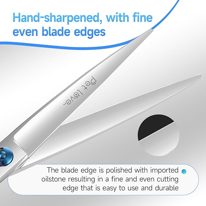 Straight Dog Grooming Scissors 6.5 in Small Dog Hair Scissor Trimming Dogs Pet Cat Shears Japan 440C Symmetric Handle Light Weight for Cutting Body Legs Hairs(6.5)