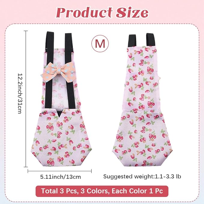 CREATCABIN 3Pcs 3 Styles Pet Duck Diapers Chicken Diaper Polyester Washable Waterproof Adjustable Reusable Duckling Clothes Accessories with Bow Tie for Indoor Chickens Birds Supplies 12.2 x 5 Inch