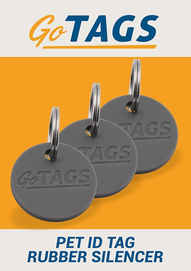 GoTags Pet ID Rubber Tag Silencer with Connector, Great for Dog and Cat Tags, Silences Annoying Tag Noise (3 Pack)
