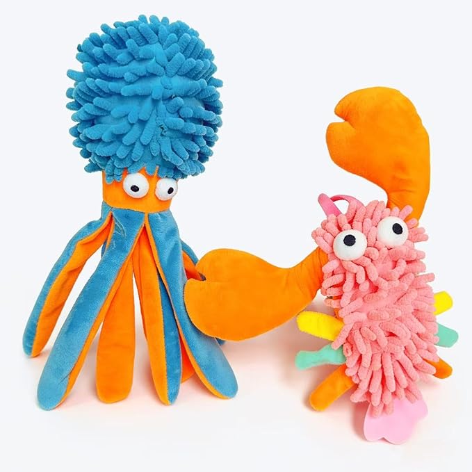 5 Pack Dog Squeaky Toys Bulk Set,Puppy Teething Chew Pet Dog Toy for Small Medium Dogs,Soft Plush Stuffed Crinkle Sound Interactive Fun for Puppy