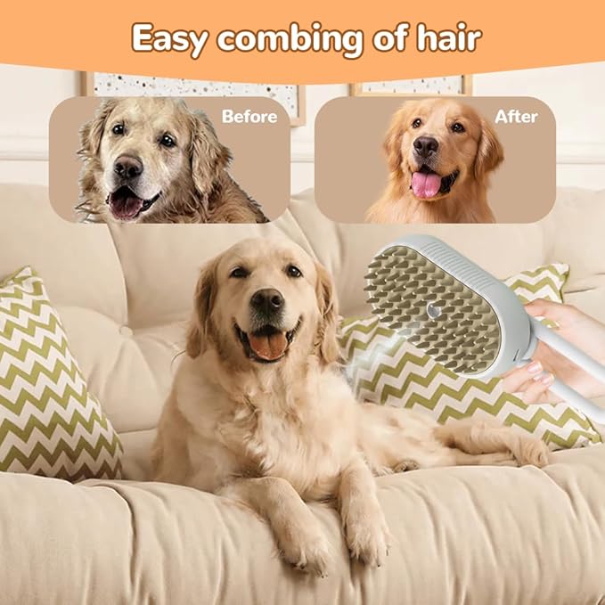 Pet Steam Groomer Brush Electric,2025 Electric Cat Grooming Brush for Massaging and Cleaning Shedding Pets Hair,3 in 1 Pets Steam Brushes Hair Removal Comb for Cats Dogs (2PCS)