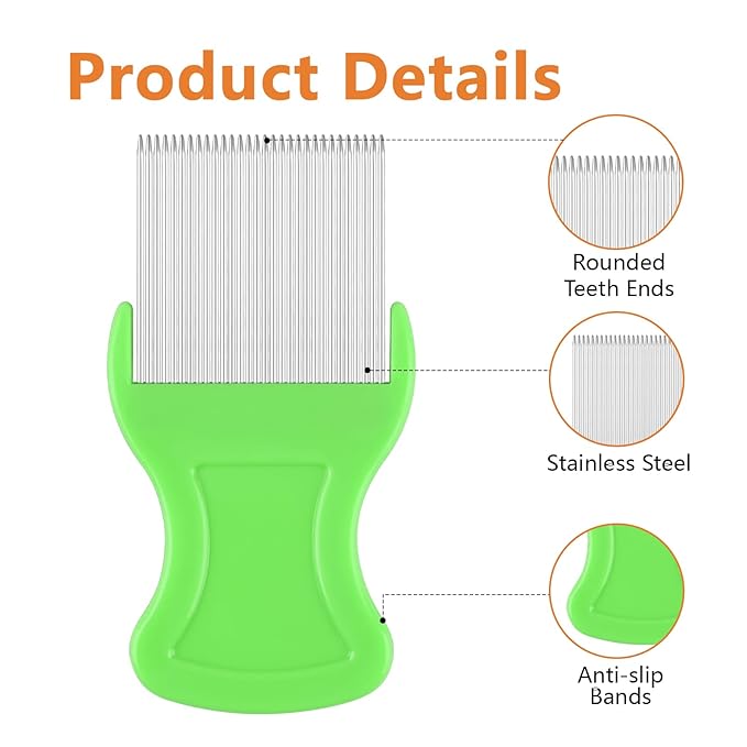 12 Pcs Lice Comb, Flea Comb Double Sided Plastic and Metal Nit Combs for Lice Fine Teeth for Dandruff Removal Lice Combs for Kids Adults Pets