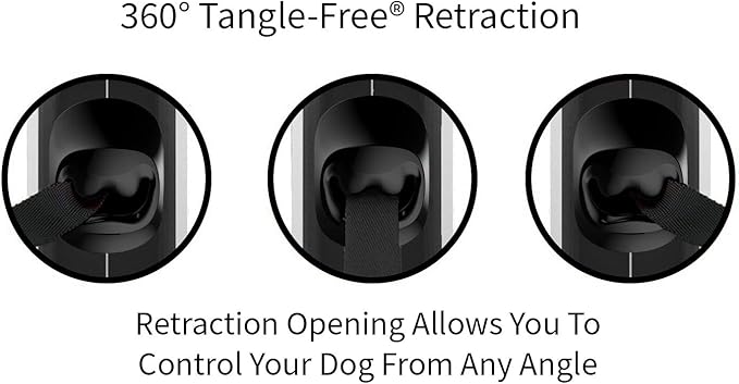 TUG 360° Tangle-Free Retractable Dog Leash with Anti-Slip Handle | 16 ft Strong Nylon Tape | One-Handed Brake, Pause, Lock (Medium, Green)