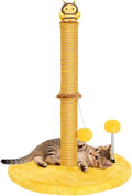 Bee Cat Scratching Post, 36" Tall Cat Scratcher for Indoor Cats - Modern Sisal Scratch Post with Dangling Ball & Plush Toys for Kittens and Adult Cats