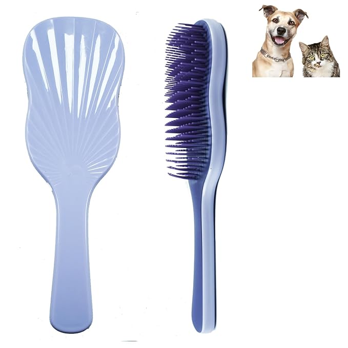 Soft Bristle Puppy Brush for Small Dogs - Gentle Grooming Brush for Shih Tzu, Yorkie, Maltese & Maltipoo. Effective Dog Hair Remover for Tangles & Shedding (Purple)