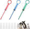 Oruola 3pcs Cat Pill Dispenser,Pet Pill Shooter,Pills Pusher for Cats Dogs with 6 Heads,Pet Feeding Dispenser Tool for Small Animal,Cat Feeding Push Pull(Red Blue Green)