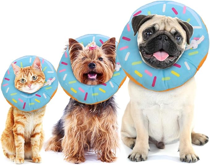 FRIUSATE Soft Cat Recovery Collar - Adjustable Donut Cone to Stop Licking, Comfortable & Lightweight for Cats & Kittens After Surgery