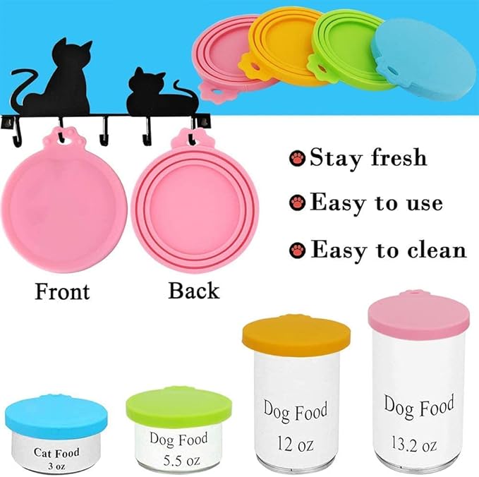 Food Can Lids, 6 Pcs Silicone Pet Food Can Covers for Dog & Cat Food, One Tin Cap Fit Most Standard Size Dog Cat Food Canned（Multicolor）
