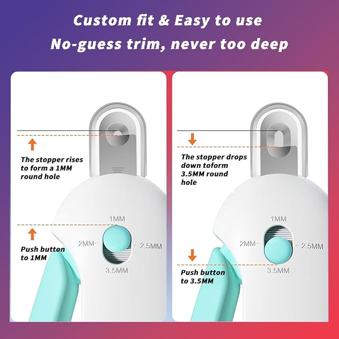 Adjustable Three-Size Cutting Holes | Hidden Nail File Cat Nail Clippers | Adjustable Aperture Pet Nail Clippers | Safe Toe Nail Trimmer for Cats & Small Dogs