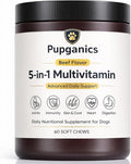 Pupganics Multivitamin Daily Soft Chews for Dogs, Pupganics 5 in 1 Multivitamin, Vitamin & Probiotics for Skin & Hair, Heart Health, Immune Support, Beef Flavor, 60 Soft Chews (1 PCS)