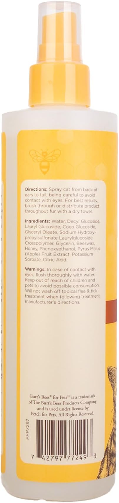 BURT'S BEES FOR PETS Waterless Cat Shampoo Spray, No-Rinse Cat Dry Shampoo with Shea Butter & Honey for Gentle Cleaning Between Baths, pH Balanced, No Harsh Detergents, 10 Fl Oz - 2 Pack