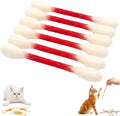 Cotton Swabs Cat with Catnip, 6 Pk Giant Kitten Chew Sticks for Indoor Boredom, Durable Dental Teething Ropes, Big Interactive Felt Kitty Kicker Play Lover Gift Accessories (Red)